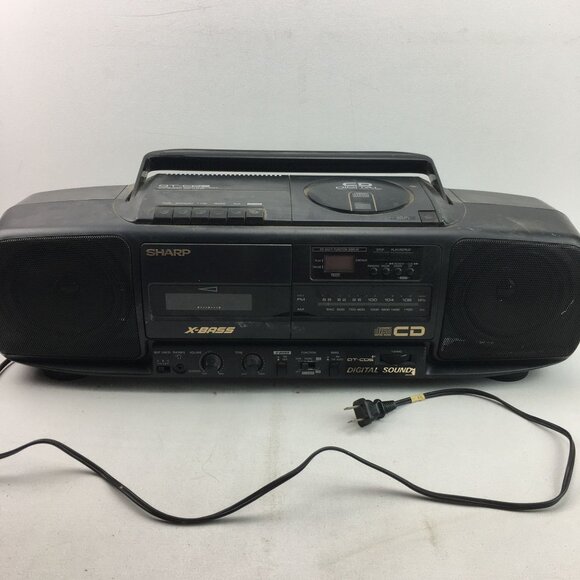 Sharp QT-CD5 Stereo Radio Cassette Record CD Play X-Bass Digital Sound Boom Box - Picture 1 of 7